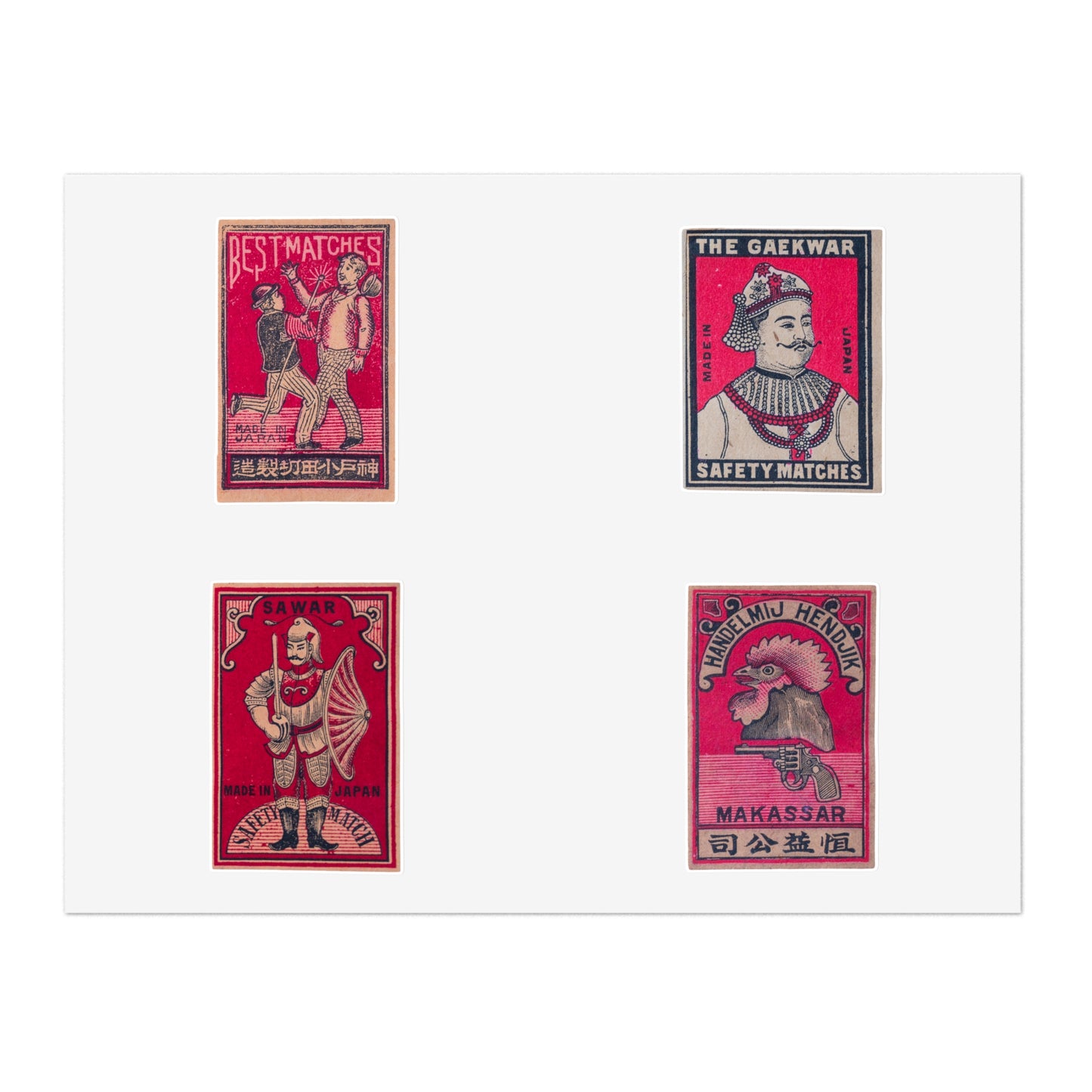 Japanese Matchbox Figures Labels Sticker Sheet