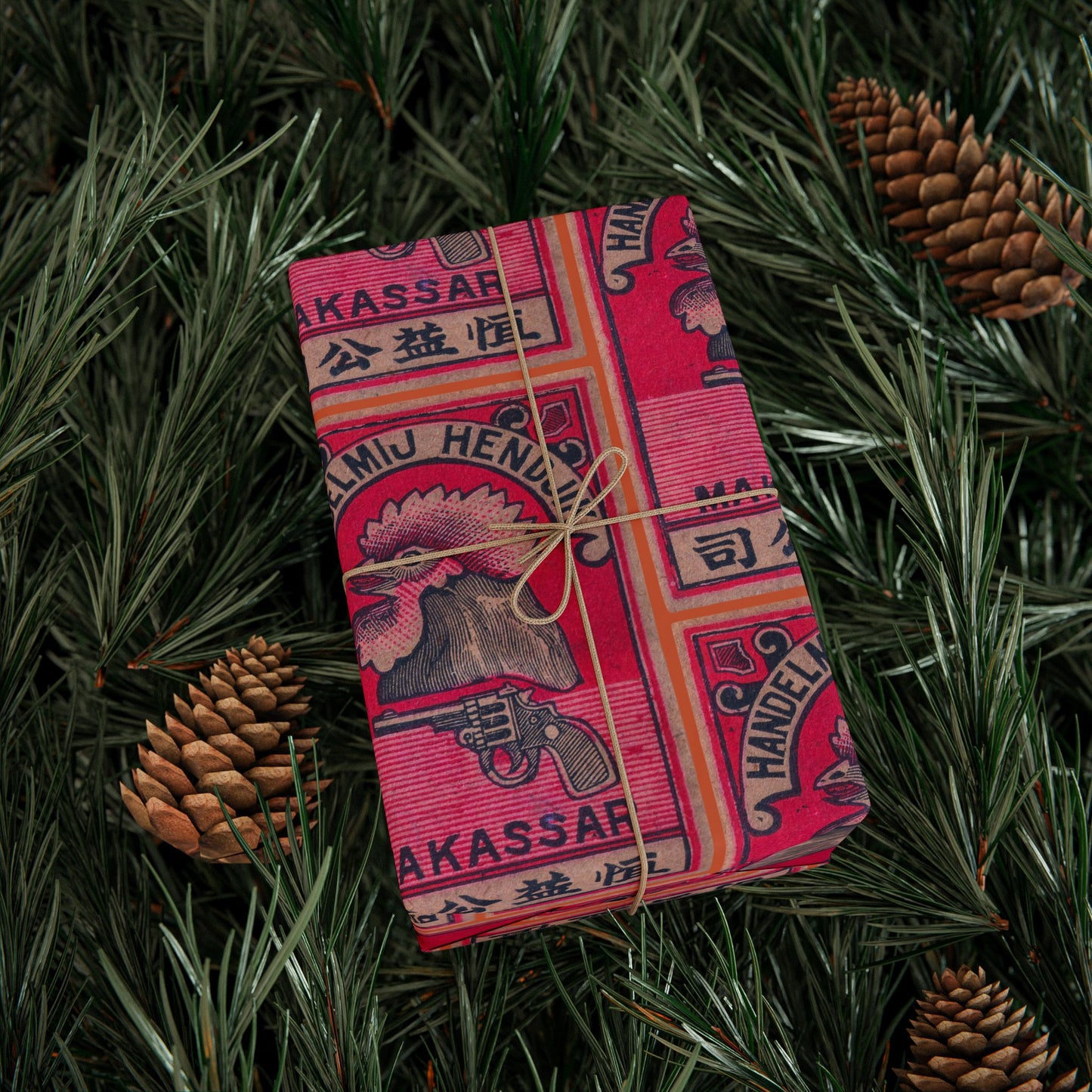 Handelmij Hendjik Makassar Rooster Vintage Japanese Matchbox Label Wrapping Paper