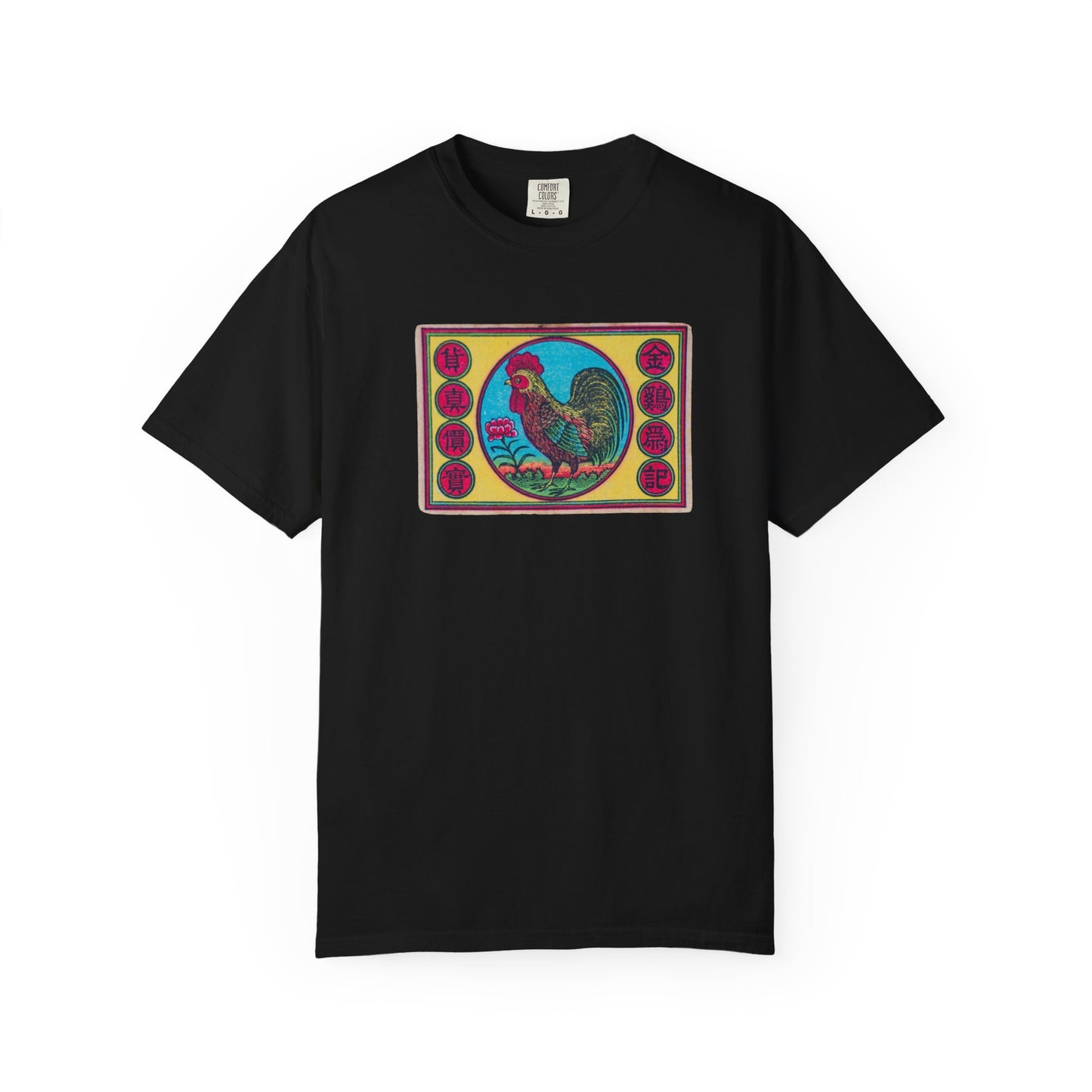 Golden Rooster Brand Vintage Japanese Matchbox Label Garment-Dyed Tee Meiji Era Archive