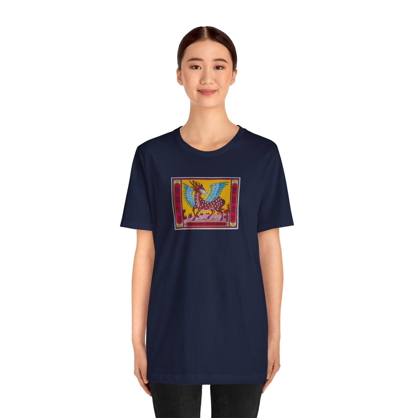 Flying Deer Vintage Japanese Winged Stag Matchbox Label Tee