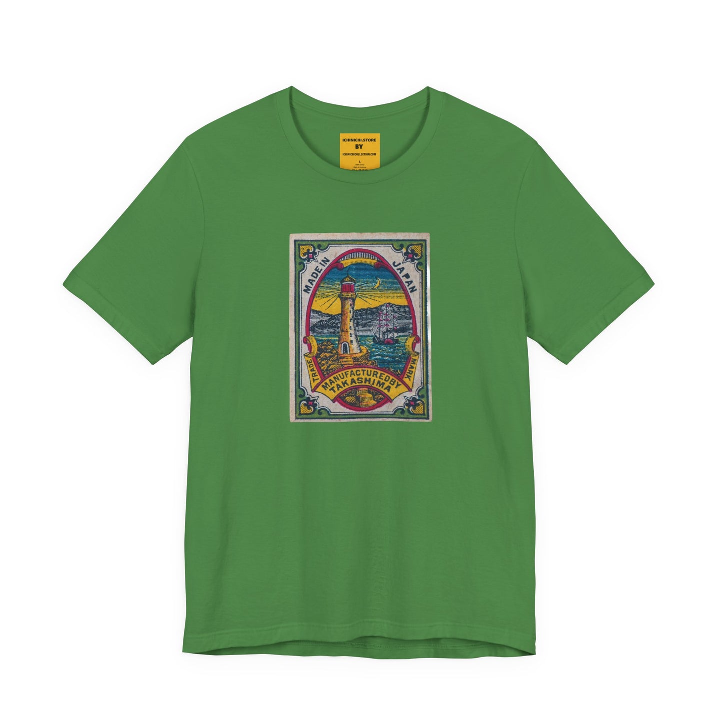 Takashima Lighthouse,Vintage Japanese Matchbox Label Unisex Tee | Meiji Era Maritime Archive