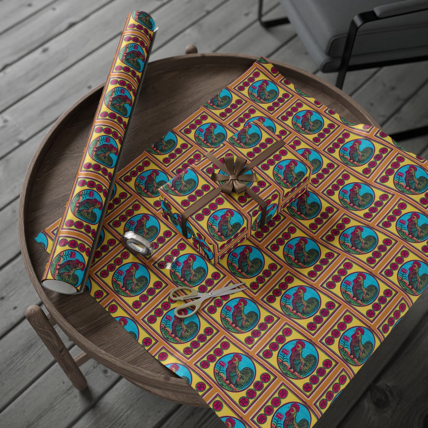 Golden Rooster Brand Vintage Japanese Matchbox Label Wrapping Paper