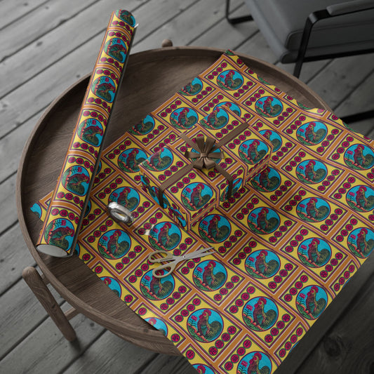 Golden Rooster Brand Vintage Japanese Matchbox Label Wrapping Paper