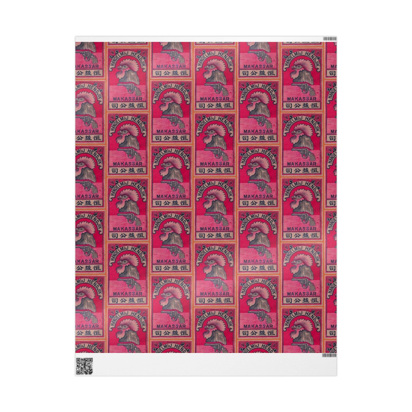 Handelmij Hendjik Makassar Rooster Vintage Japanese Matchbox Label Wrapping Paper