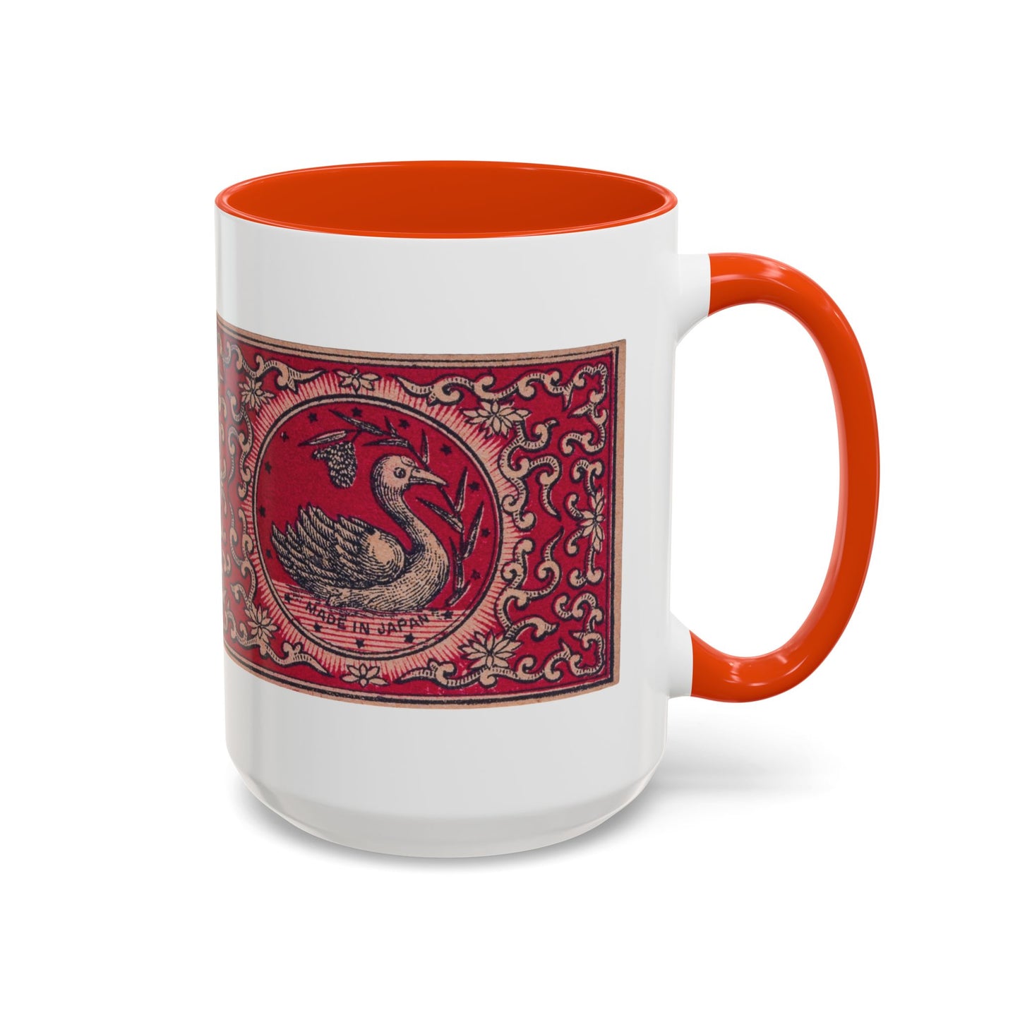 Swan Trade Mark Vintage Japanese Matchbox Label Two-Tone Ceramic Mug Meiji Era Archive