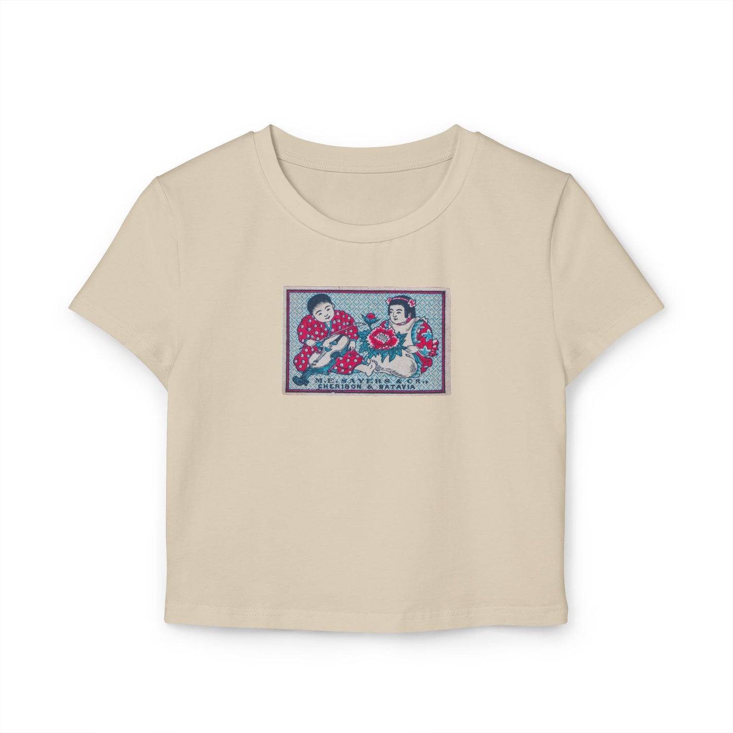M.E. Sayers Cheribon & Batavia — Vintage Japanese Matchbox Label Women's Crop Tee | Dutch East Indies Archive