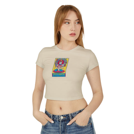 Hindu Deity Safety Match Vintage Japanese Matchbox Label Women's Crop Tee | Meiji Era India Export