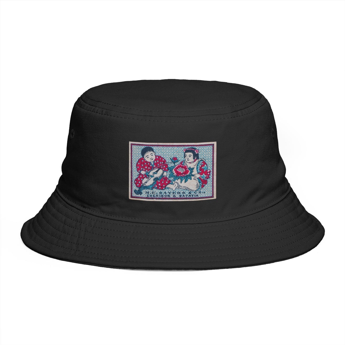 Sayers Children and Peony Vintage Matchbox Label Bucket Hat