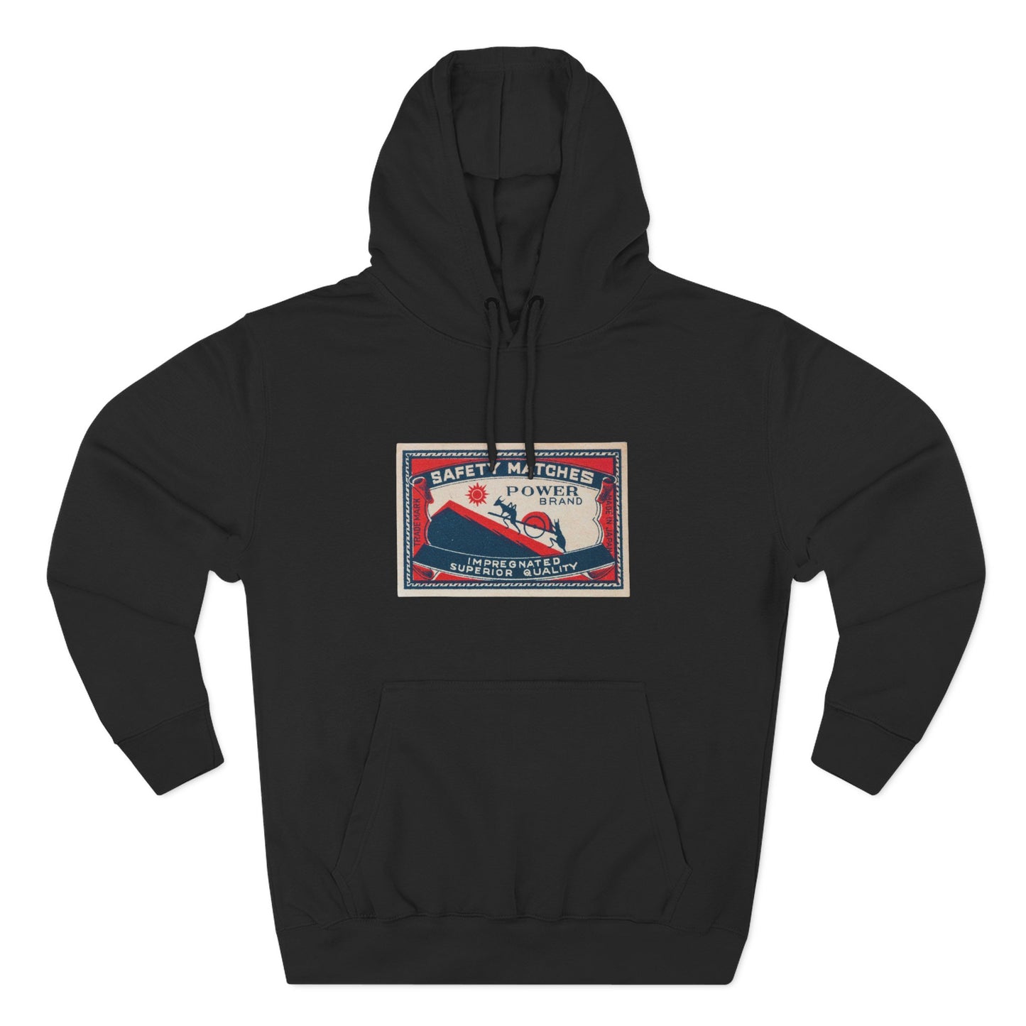 Power Brand Safety Matches Vintage Japanese Matchbox Label Unisex Pullover Hoodie Taisho Era Archive