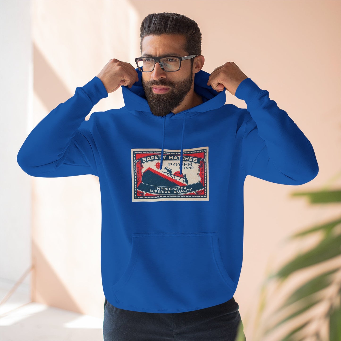 Power Brand Safety Matches Vintage Japanese Matchbox Label Unisex Pullover Hoodie Taisho Era Archive