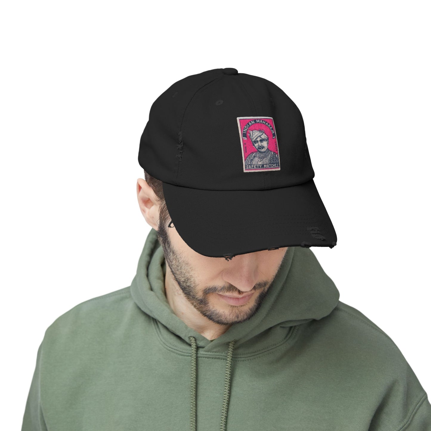 Maharaja in Pink Vintage Matchbox Label Distressed Cap