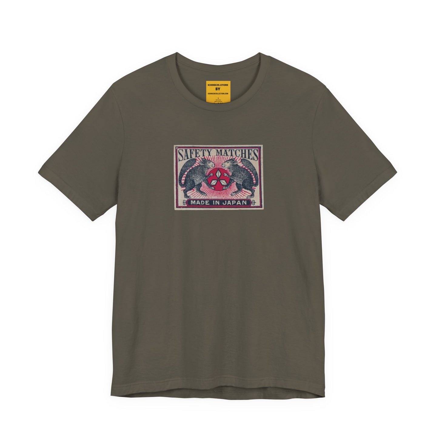 Two Squirrels Three Diamond Vintage Japanese Matchbox Label Unisex Tee