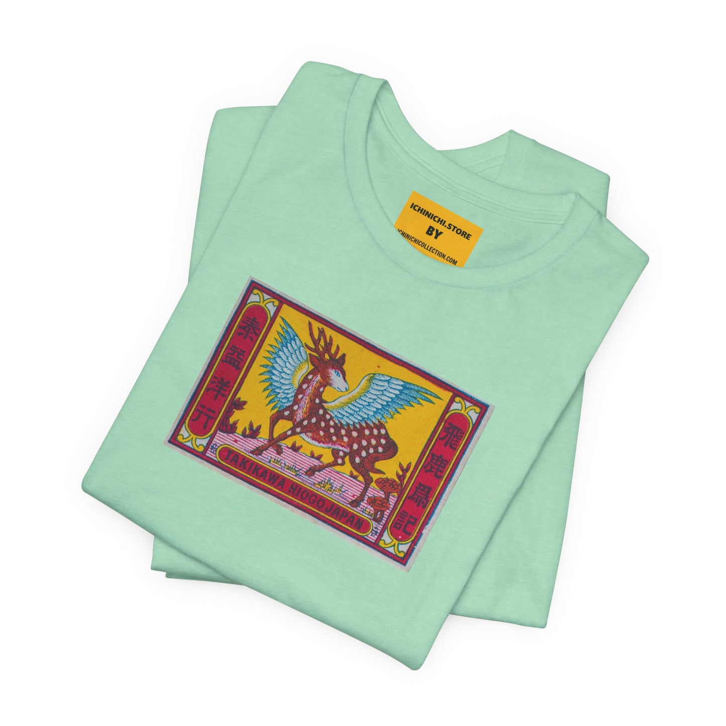 Flying Deer Vintage Japanese Winged Stag Matchbox Label Tee