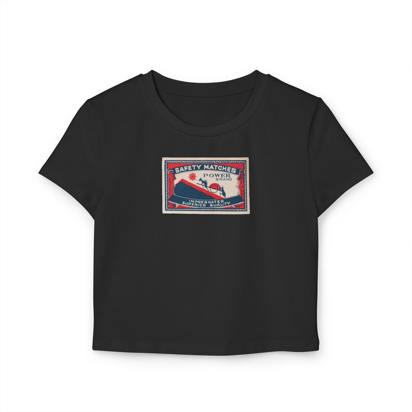 Power Brand Safety Matches — Vintage Japanese Matchbox Label Women's Crop Tee
