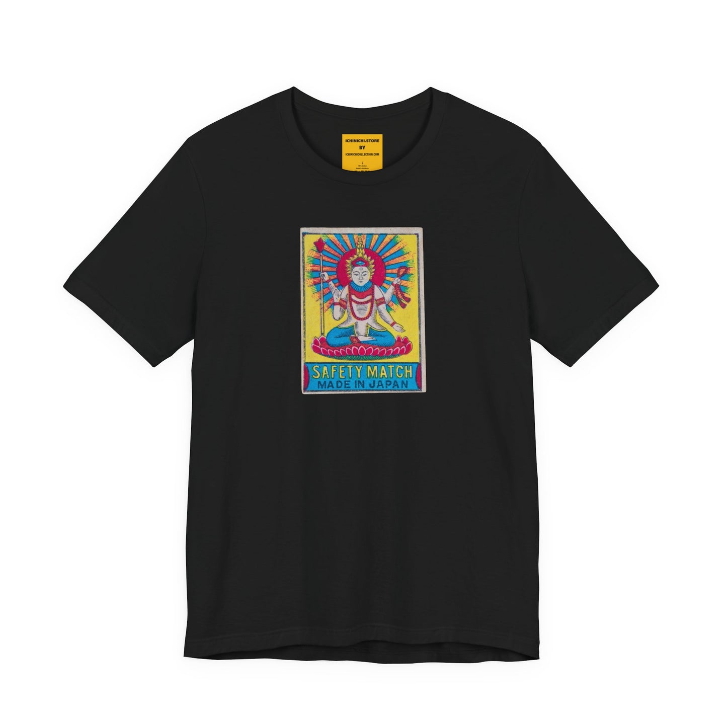 Hindu Deity Safety Match , Vintage Japanese Matchbox Label Unisex Tee | India Export Archive