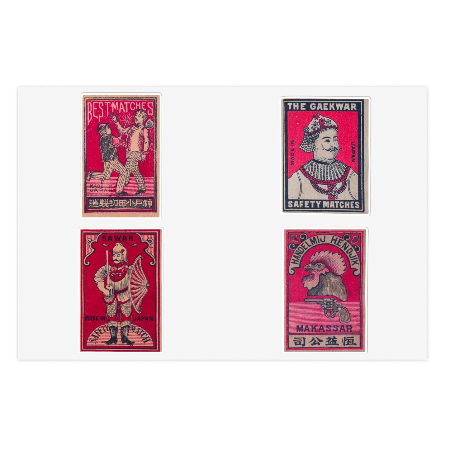 Japanese Matchbox Figures Labels Sticker Sheet