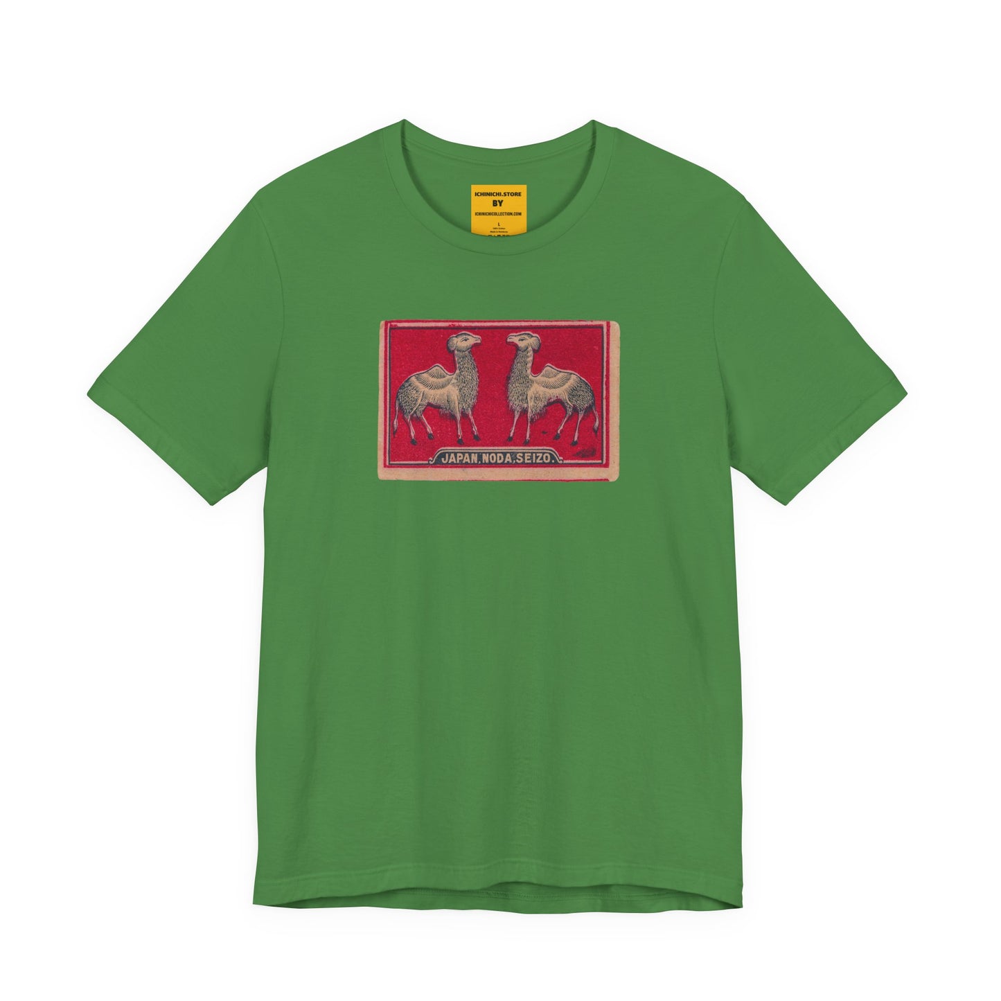 Noda Seizo Twin Camels Vintage Japanese Matchbox Label Unisex Tee | Middle East Export Archive