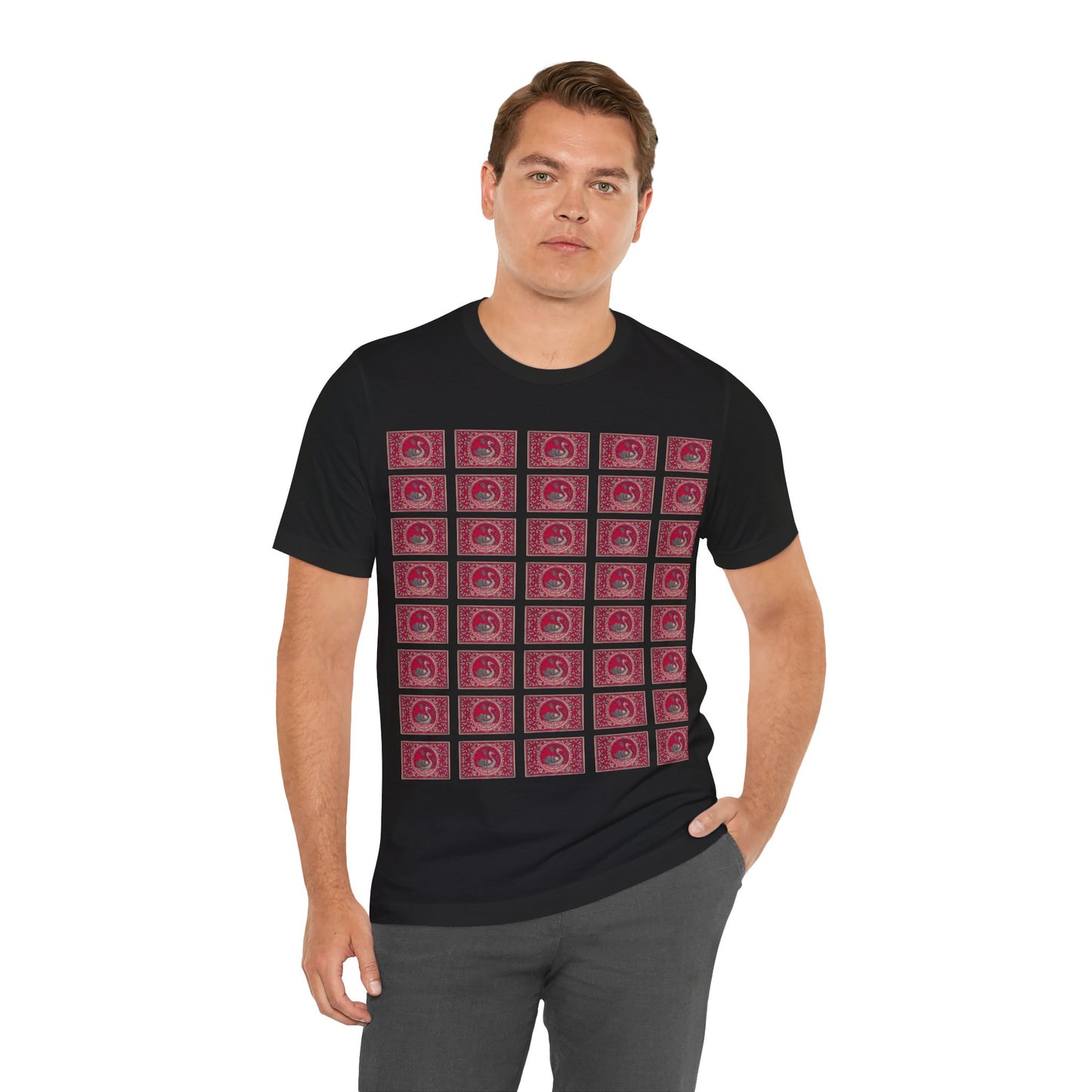 The Swan Grid — Vintage Japanese Matchbox Label Unisex Tee