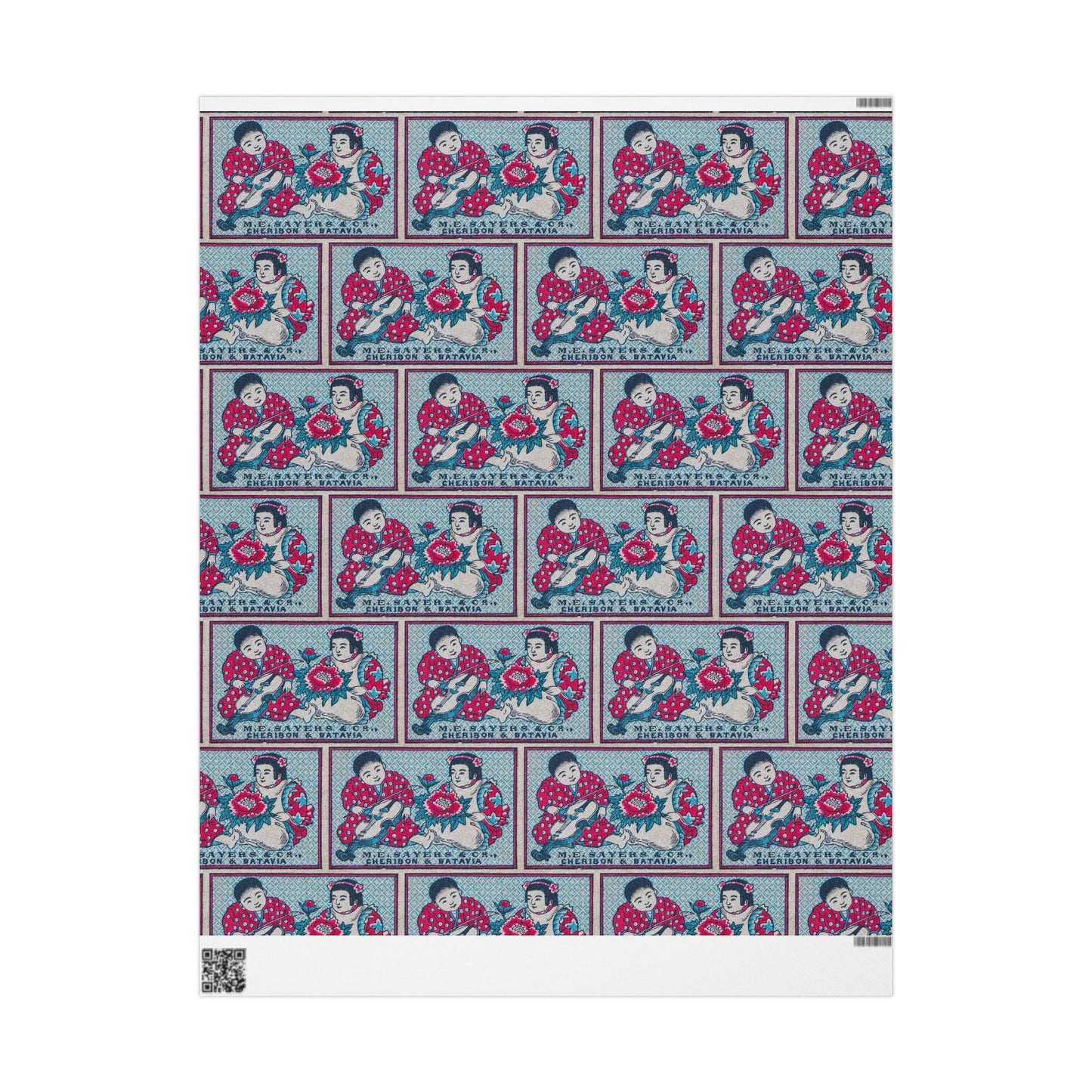 M.E. Sayers Cheribon Batavia Children Vintage Japanese Matchbox Label Wrapping Paper