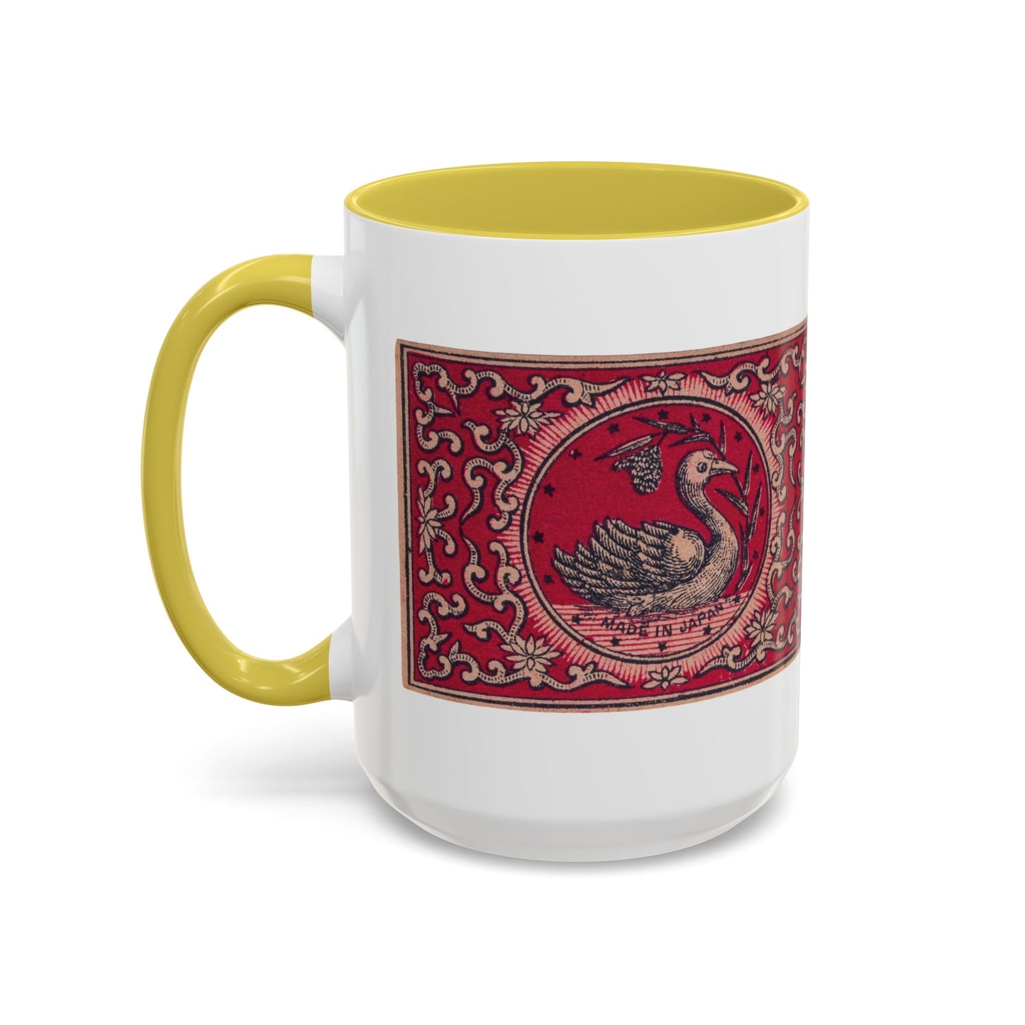 Swan Trade Mark Vintage Japanese Matchbox Label Two-Tone Ceramic Mug Meiji Era Archive