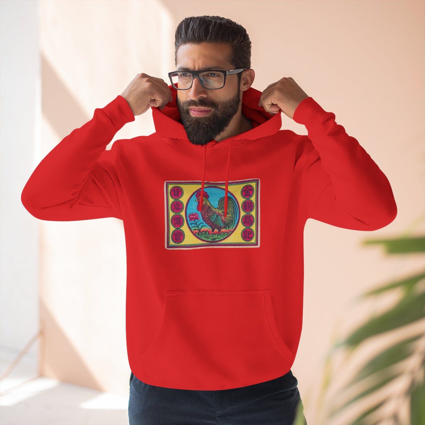 Golden Rooster Brand Vintage Japanese Matchbox Label Unisex Pullover Hoodie Meiji Era Archive
