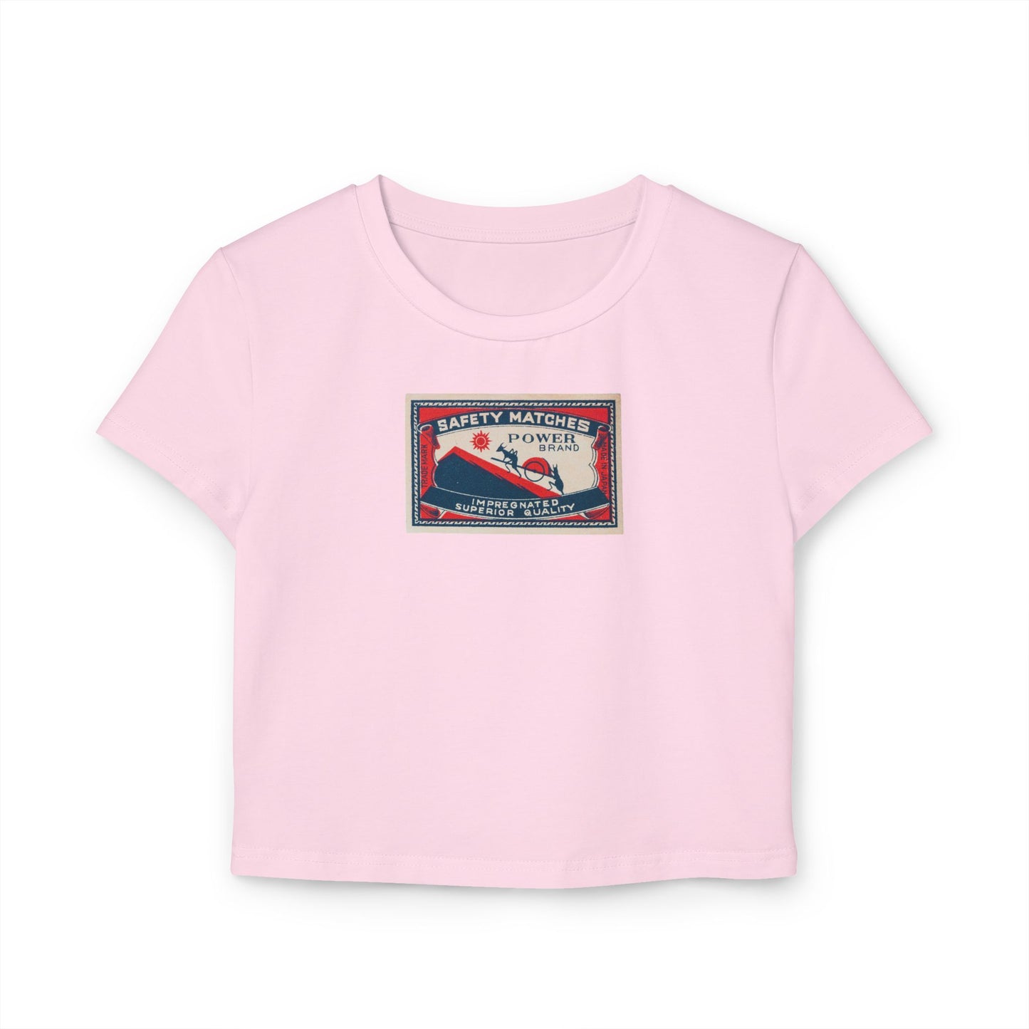 Power Brand Safety Matches — Vintage Japanese Matchbox Label Women's Crop Tee