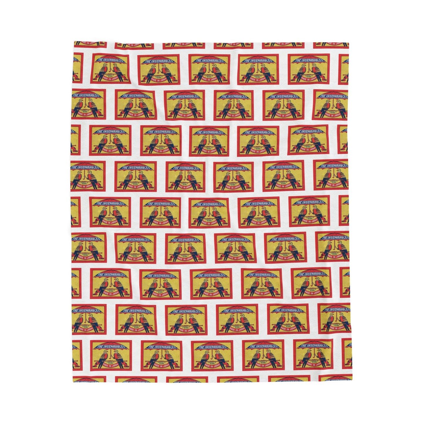 The Inseparables — Vintage Japanese Matchbox Label Plush Velveteen Blanket | Samuel's Kobe Archive