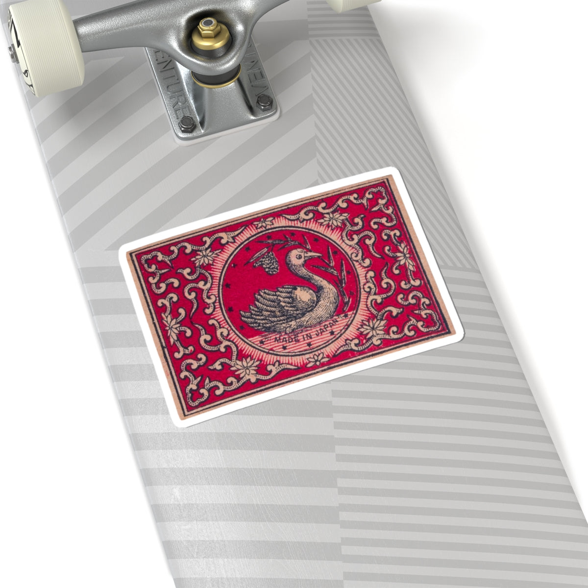 The Swan , Vintage Japanese Matchbox Label Vinyl Sticker | Meiji Era Ornamental Archive