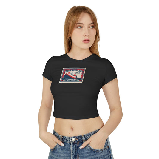 Power Brand Safety Matches — Vintage Japanese Matchbox Label Women's Crop Tee