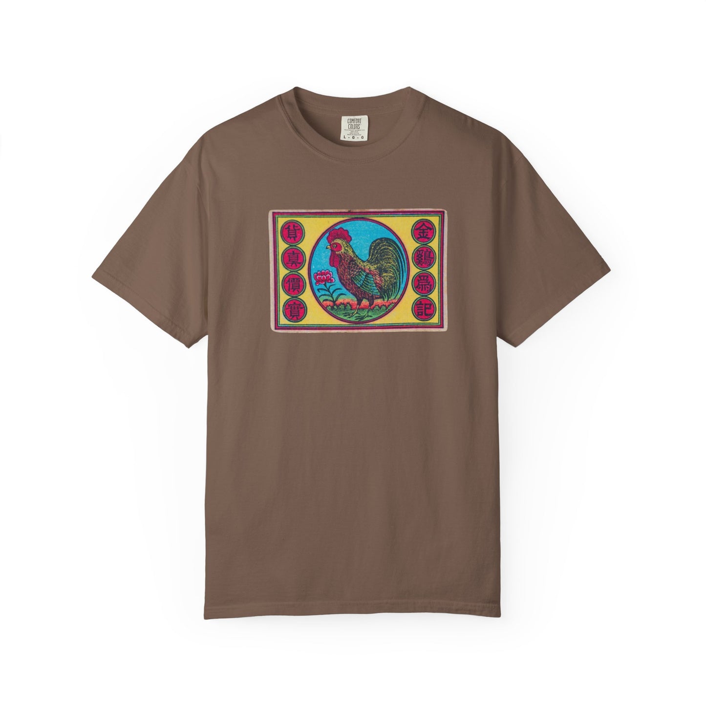Golden Rooster Brand Vintage Japanese Matchbox Label Garment-Dyed Tee Meiji Era Archive