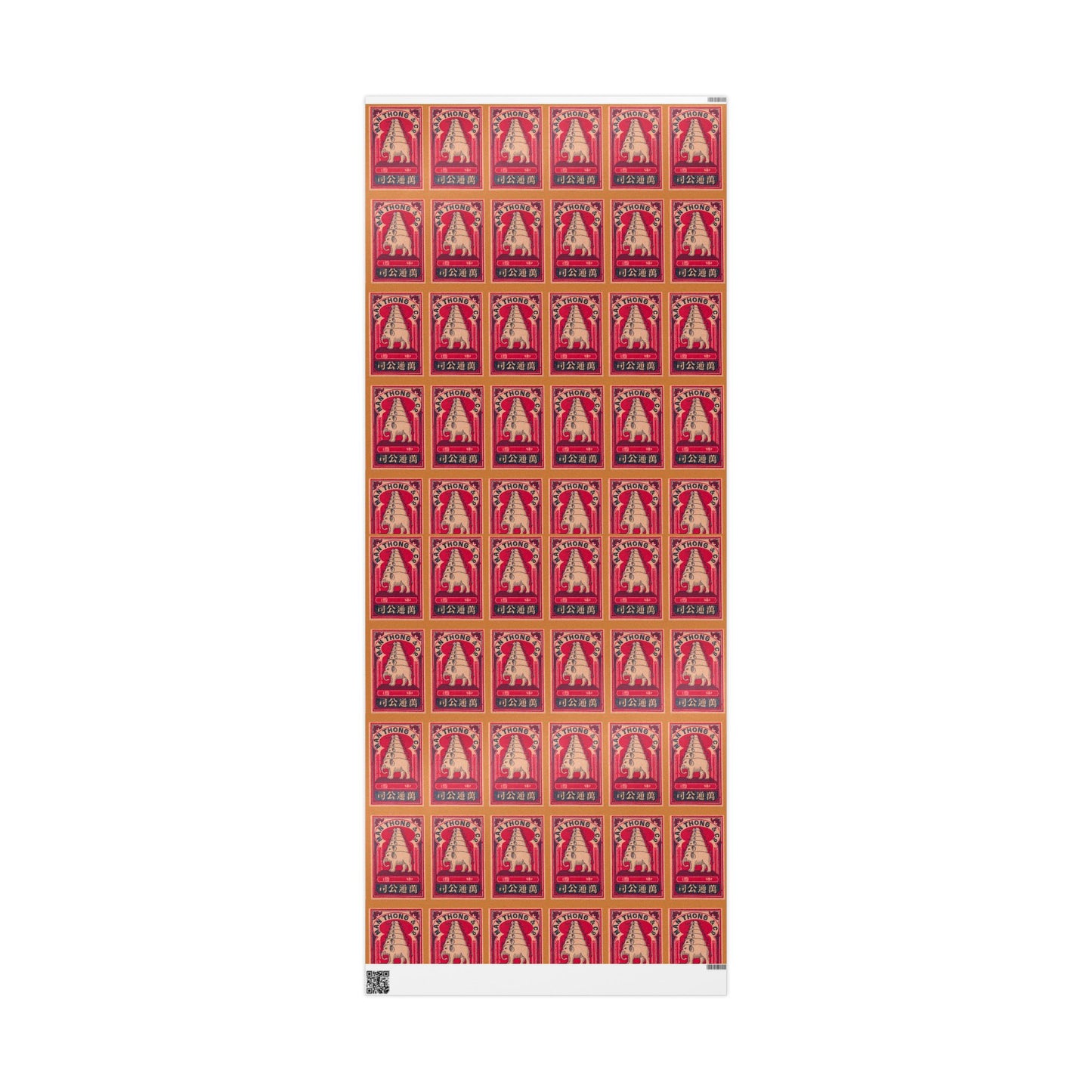 Man Thong Elephant Pagoda Vintage Japanese Matchbox Label Wrapping Paper