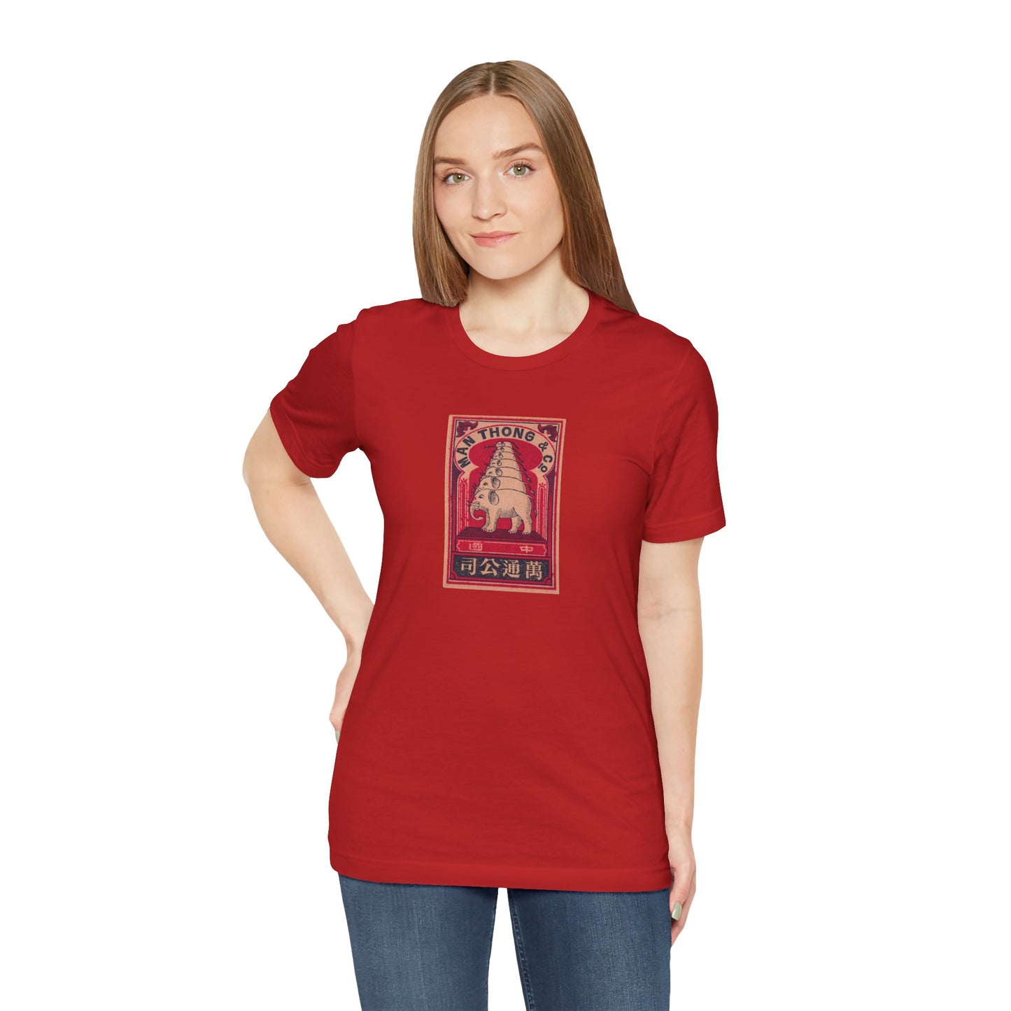 Man Thong Vintage Elephant Pagoda Label Unisex Tee