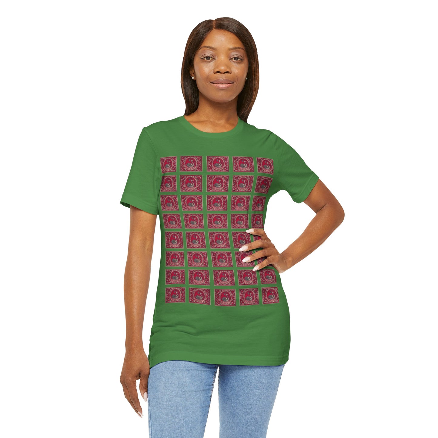The Swan Grid — Vintage Japanese Matchbox Label Unisex Tee