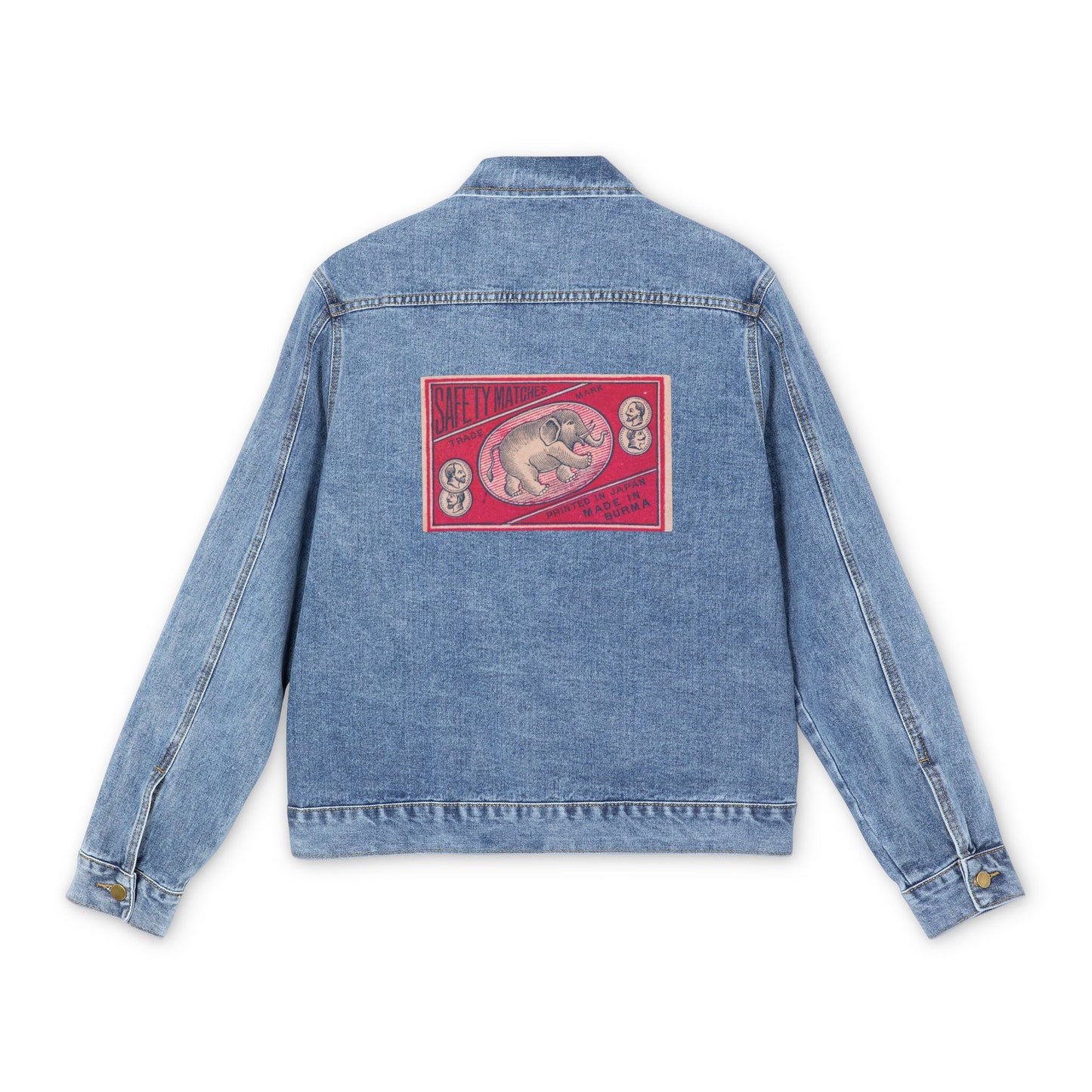 Burma Elephant Vintage Safety Match Label Denim Jacket