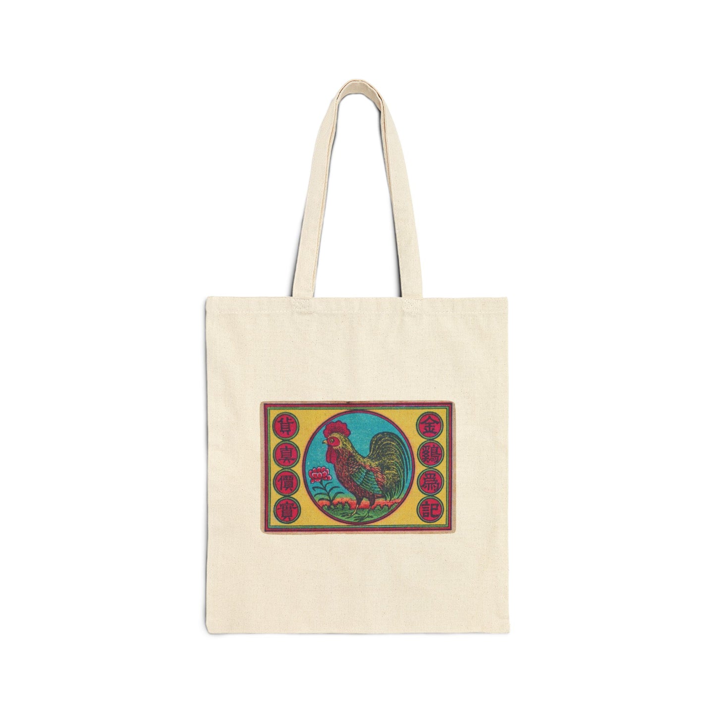 Golden Rooster Brand Vintage Japanese Matchbox Label Canvas Tote Bag Meiji Era Archive