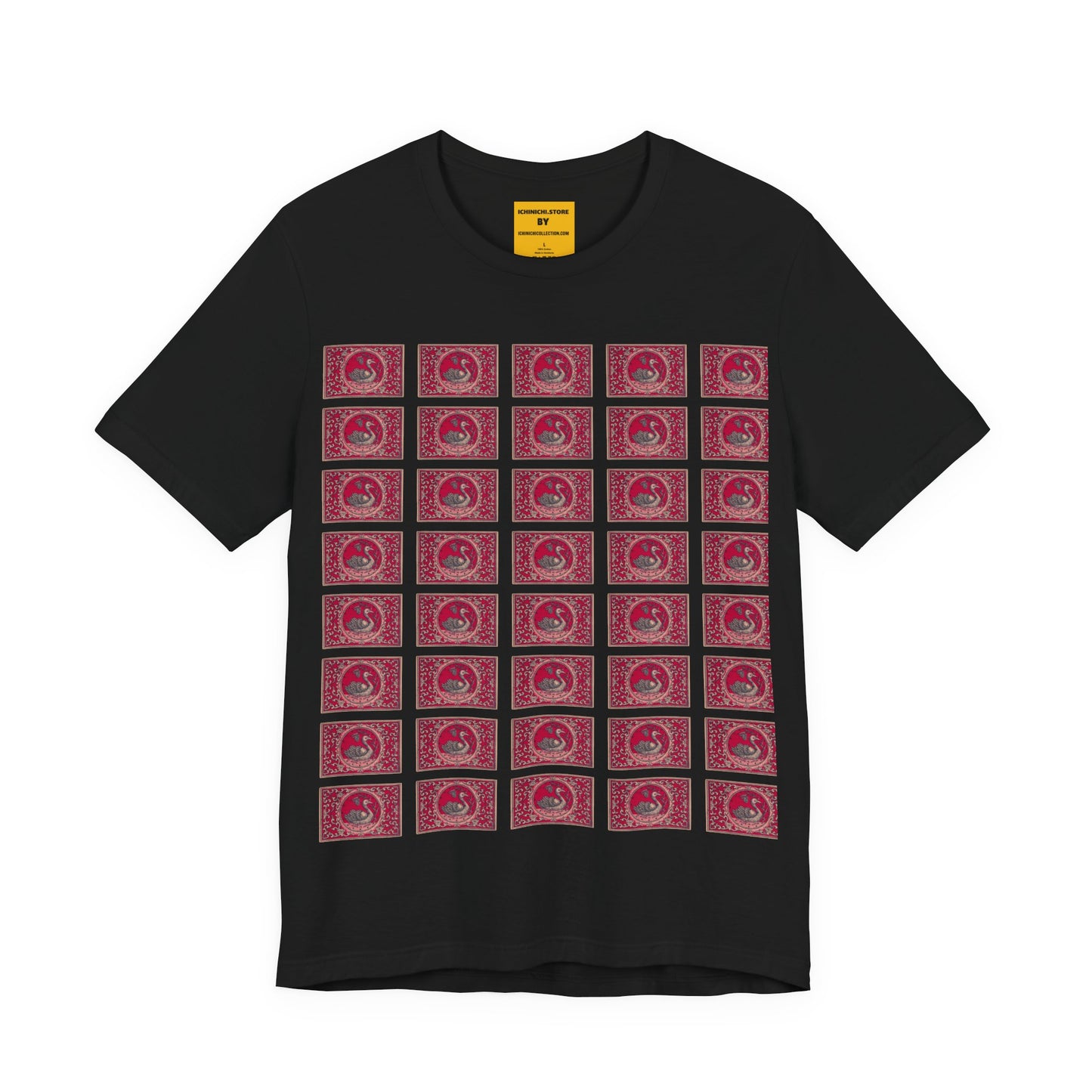 The Swan Grid — Vintage Japanese Matchbox Label Unisex Tee
