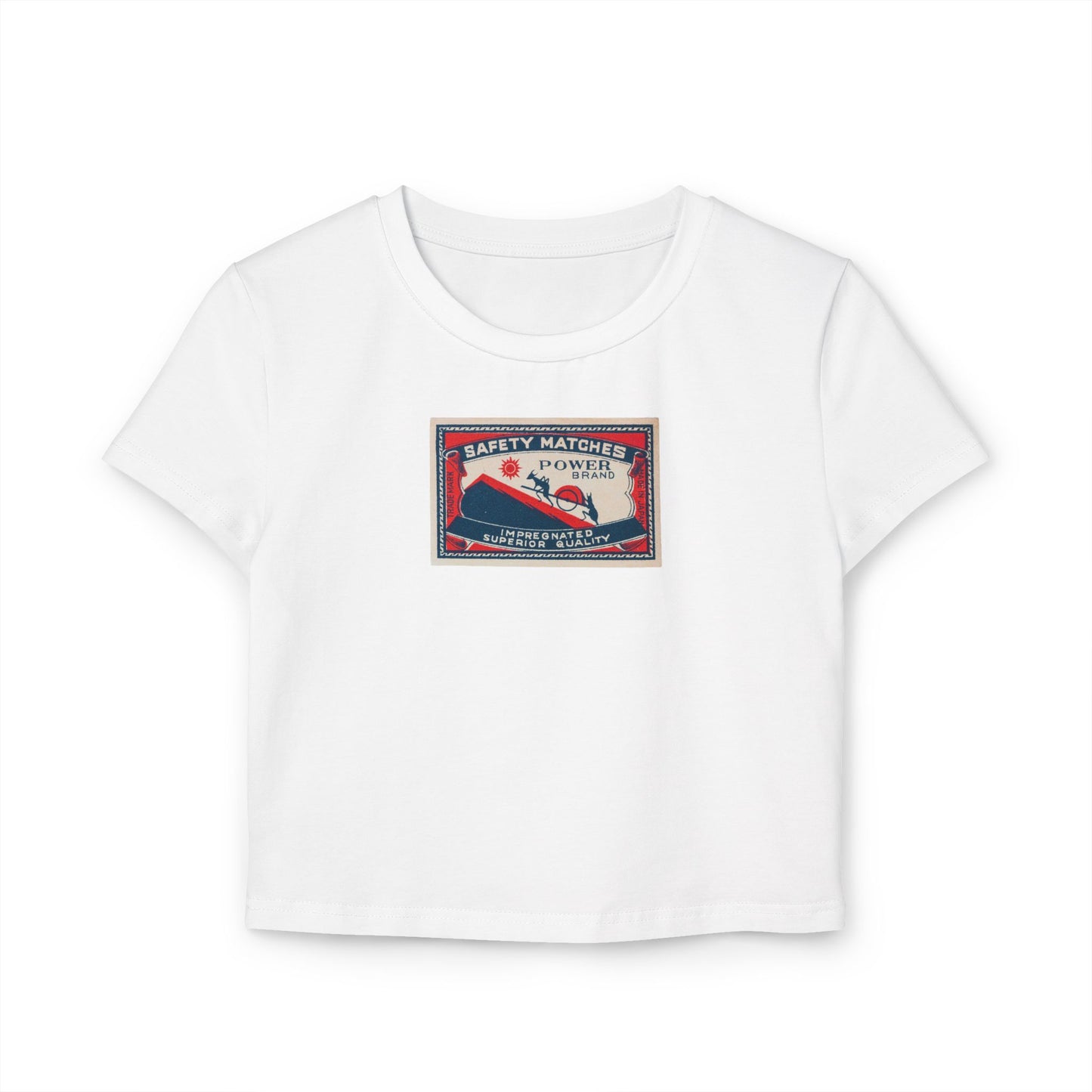 Power Brand Safety Matches — Vintage Japanese Matchbox Label Women's Crop Tee