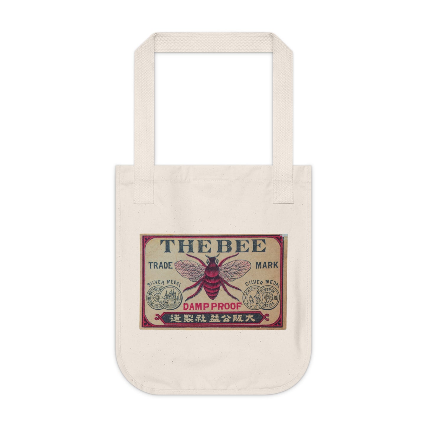 The Bee Trade Mark — Vintage Japanese Matchbox Label Organic Canvas Tote Bag