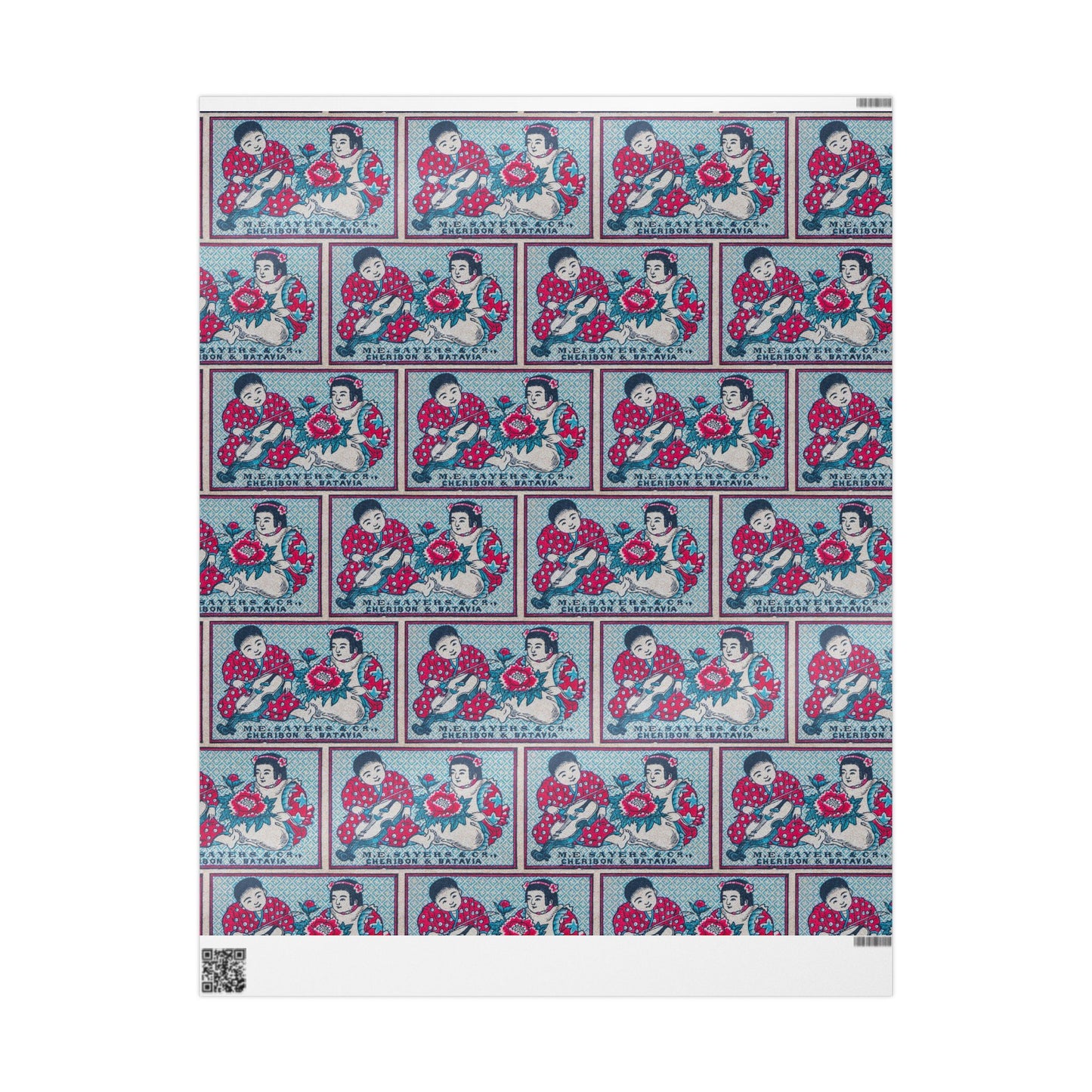 M.E. Sayers Cheribon Batavia Children Vintage Japanese Matchbox Label Wrapping Paper