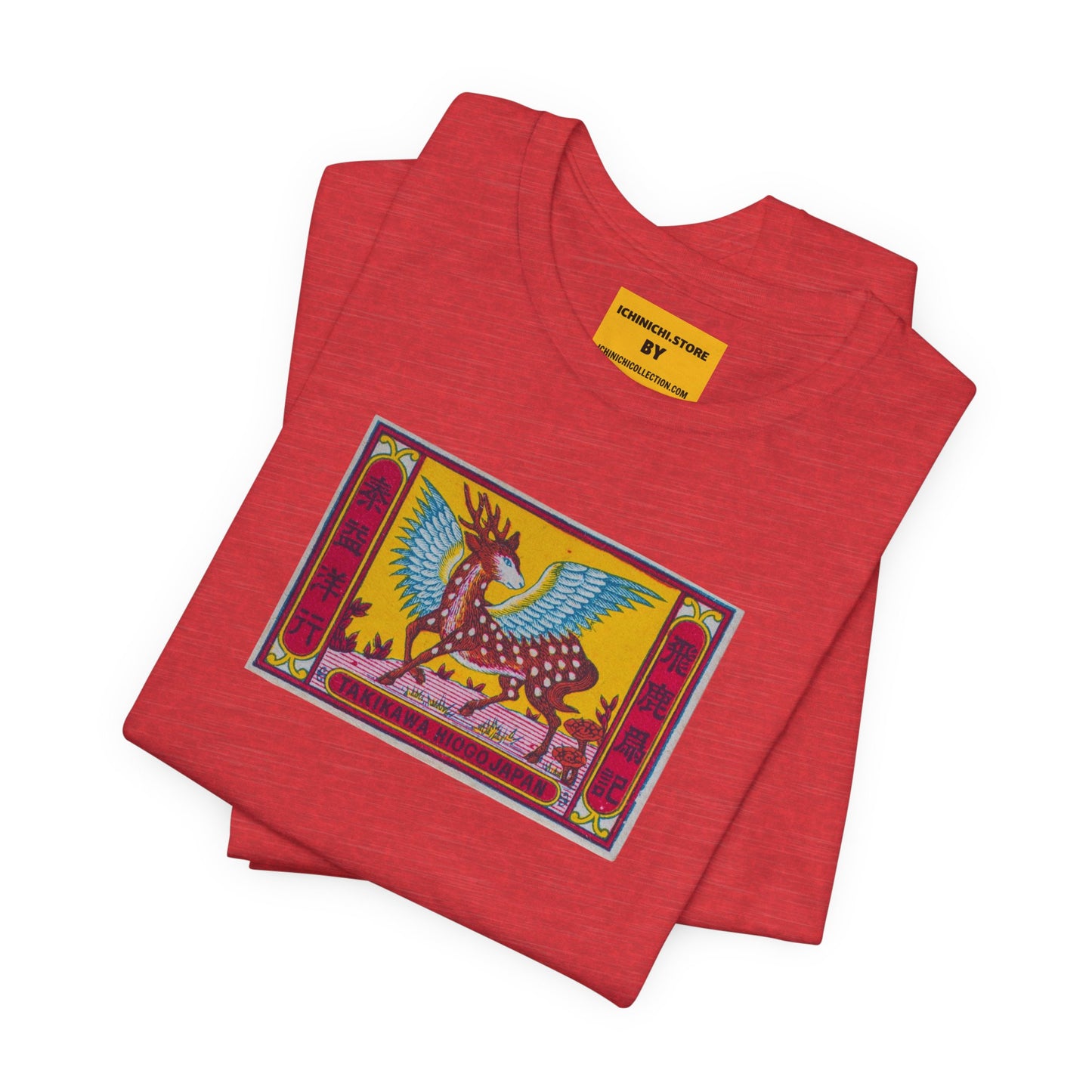 Flying Deer Vintage Japanese Winged Stag Matchbox Label Tee