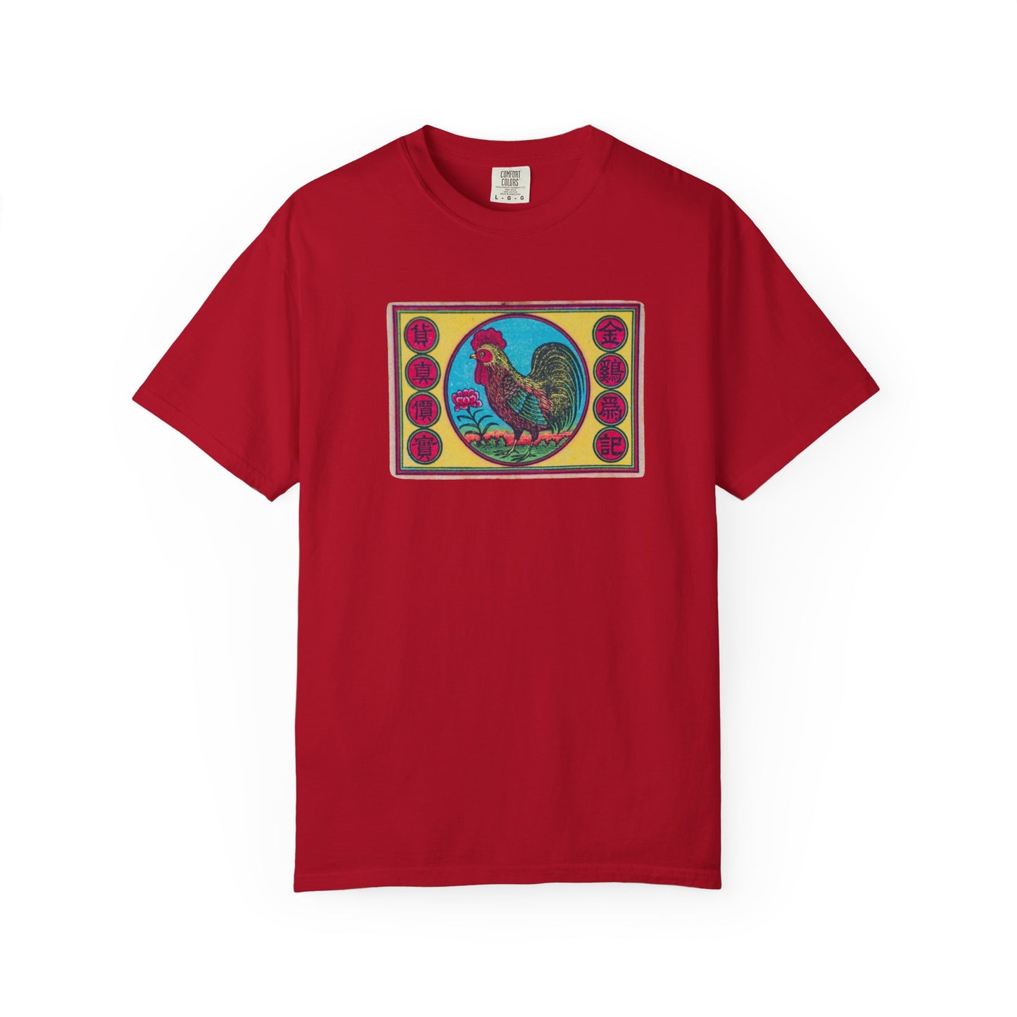 Golden Rooster Brand Vintage Japanese Matchbox Label Garment-Dyed Tee Meiji Era Archive
