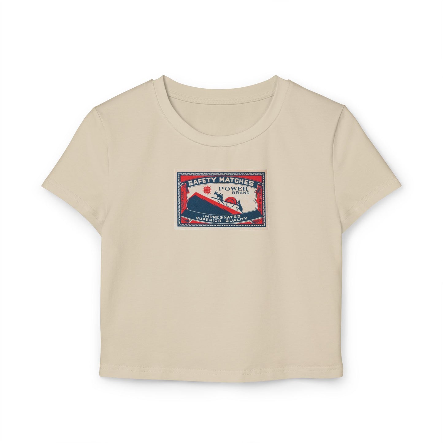 Power Brand Safety Matches — Vintage Japanese Matchbox Label Women's Crop Tee