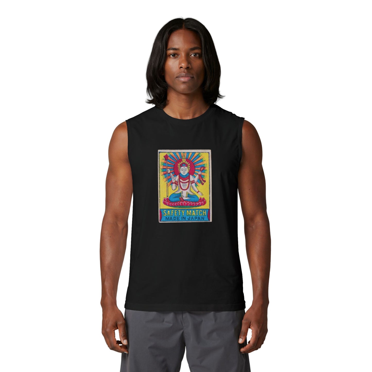 Vishnu Deity Vintage Japanese Matchbox Label Muscle Tank