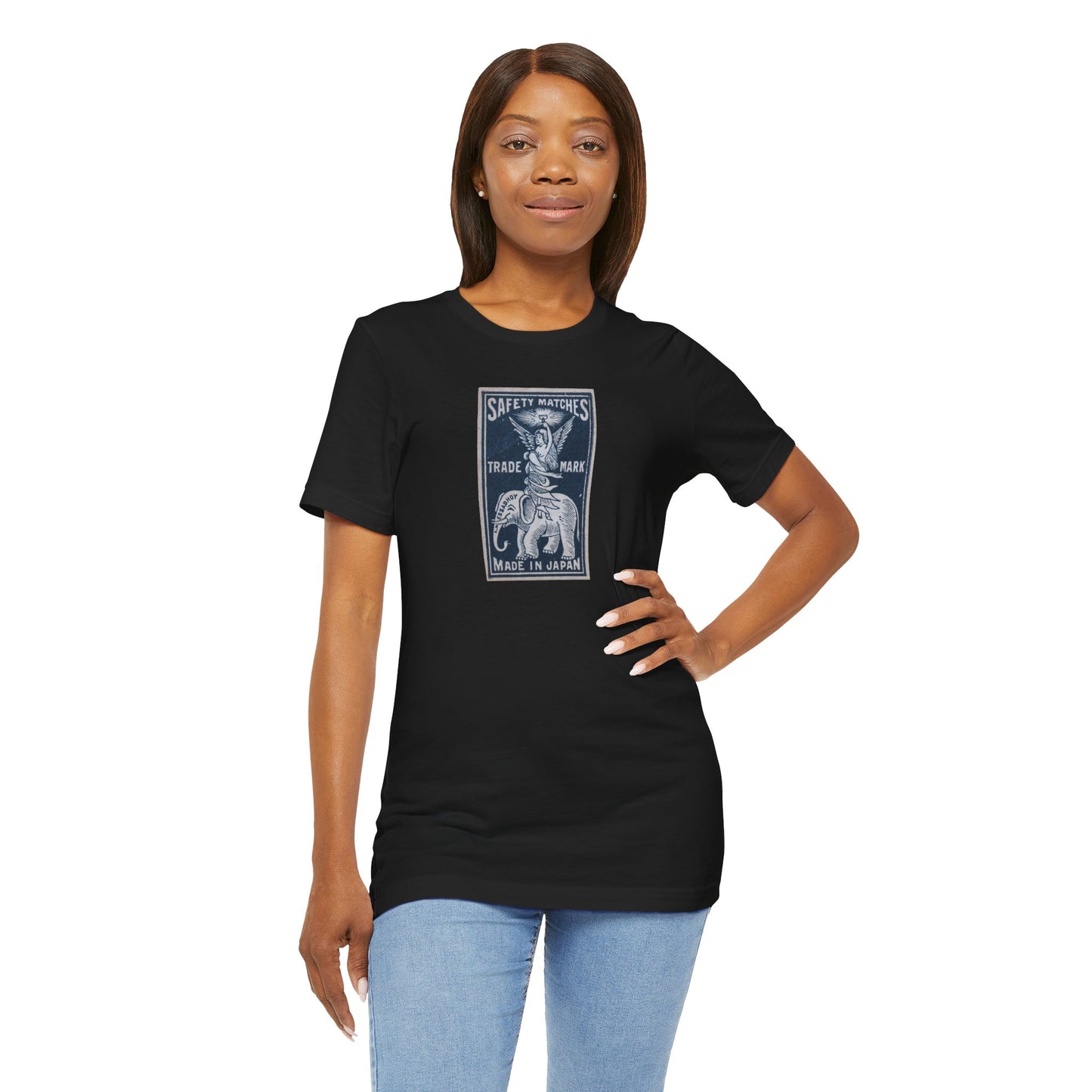 Angel and Elephant Vintage Japanese Matchbox Label Unisex Tee
