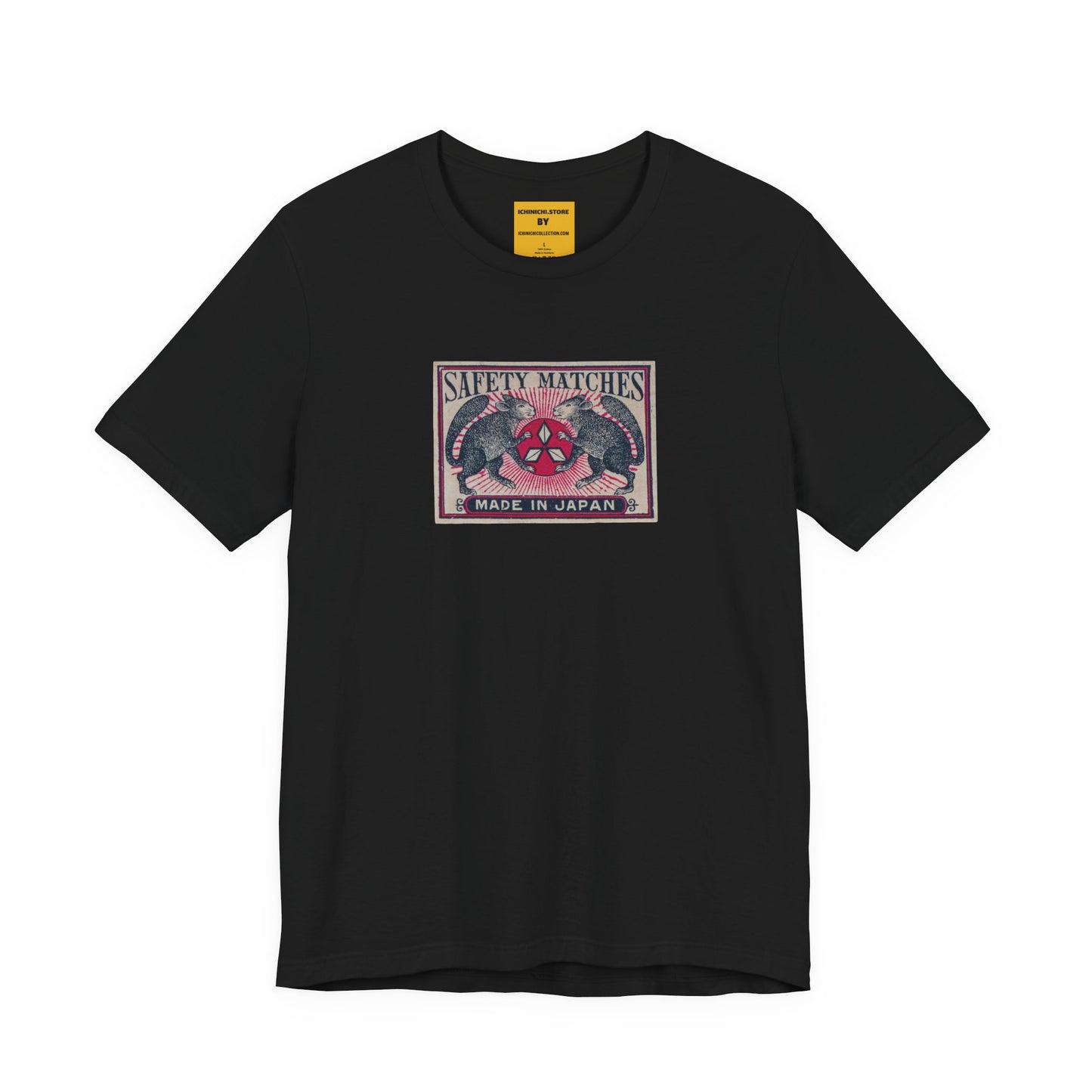 Two Squirrels Three Diamond Vintage Japanese Matchbox Label Unisex Tee