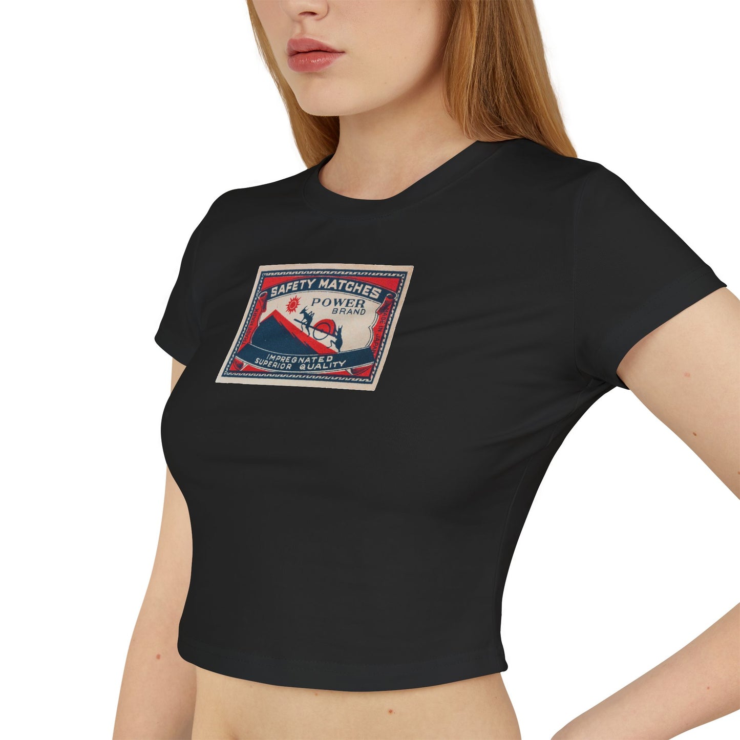 Power Brand Safety Matches — Vintage Japanese Matchbox Label Women's Crop Tee