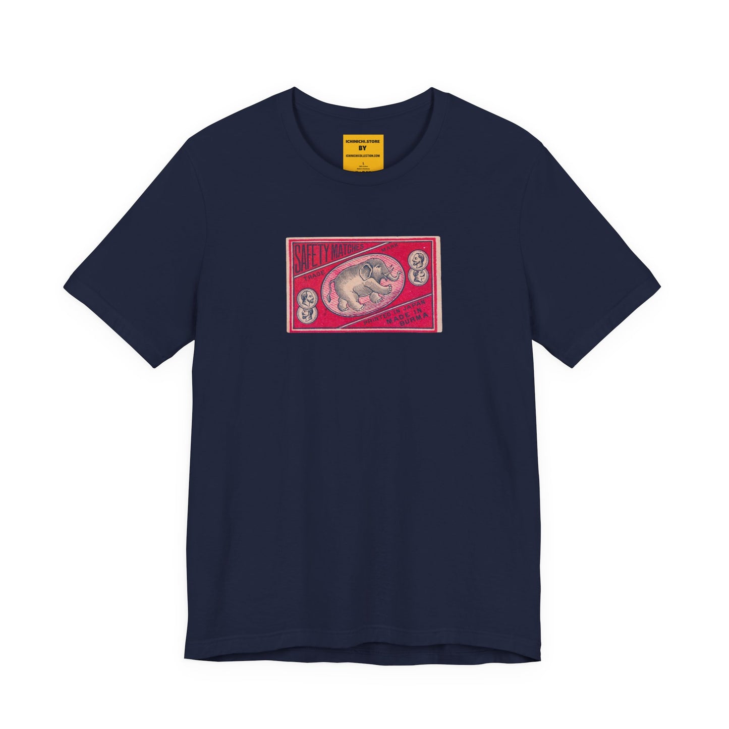 Safety Matches Elephant-Vintage Japanese Matchbox Label Unisex Tee | Burma Export Archive