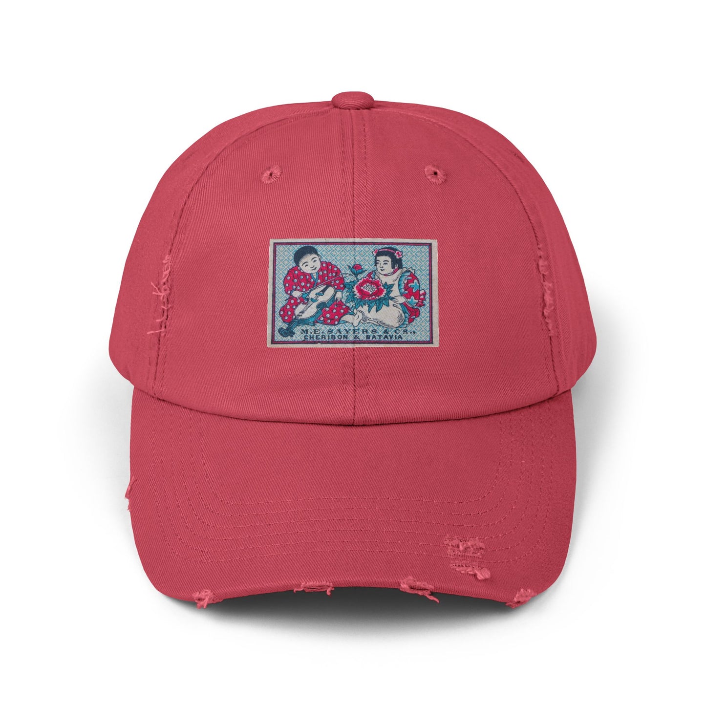 Sayers Children and Peony Vintage Matchbox Label Distressed Cap