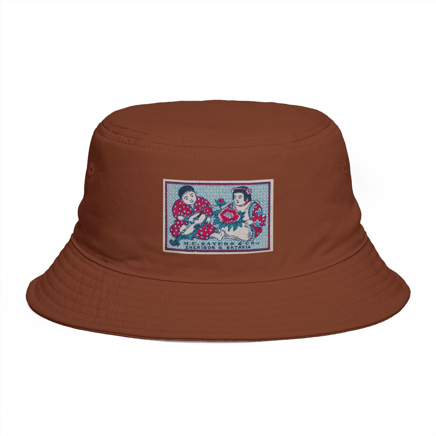 Sayers Children and Peony Vintage Matchbox Label Bucket Hat