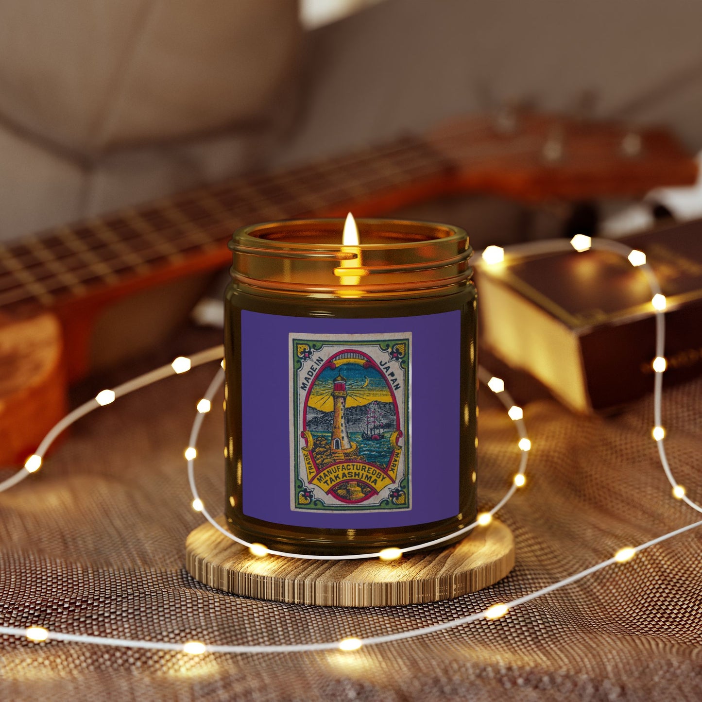 Takashima Lighthouse , Vintage Japanese Matchbox Label Scented Candle | Meiji Era Maritime Archive